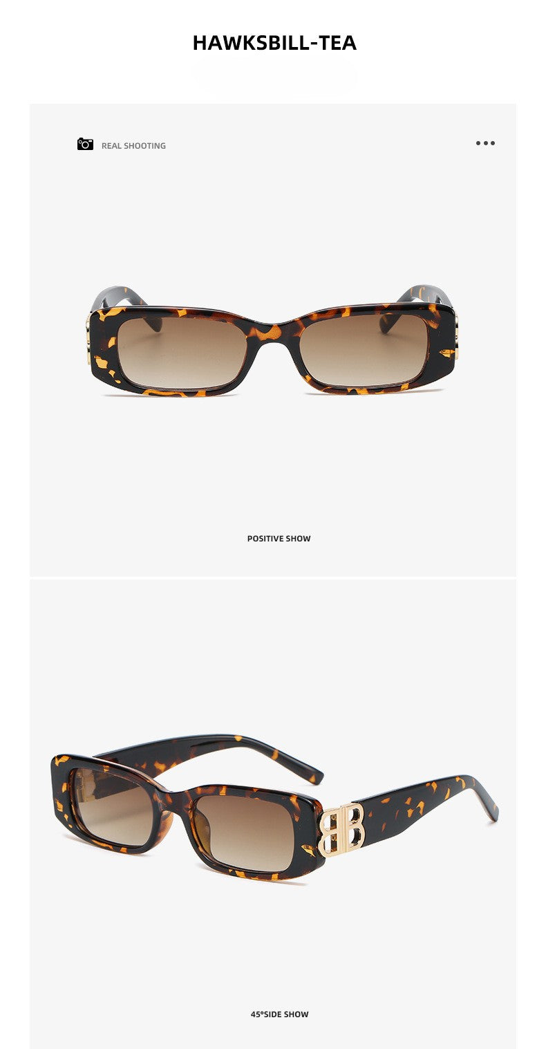 New B Family European and American Retro Small Frame Sunglasses Female Internet Celebrity Street Photography Square Sunglasses Cross-Border Versatile Sunglasses