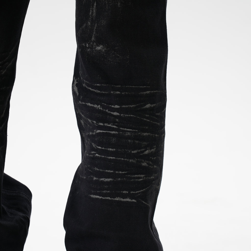 CWHAT American-style high street stitching three-dimensional tailoring deconstruction five-pointed star hot drilling brush dirty slim Micro-jeans men