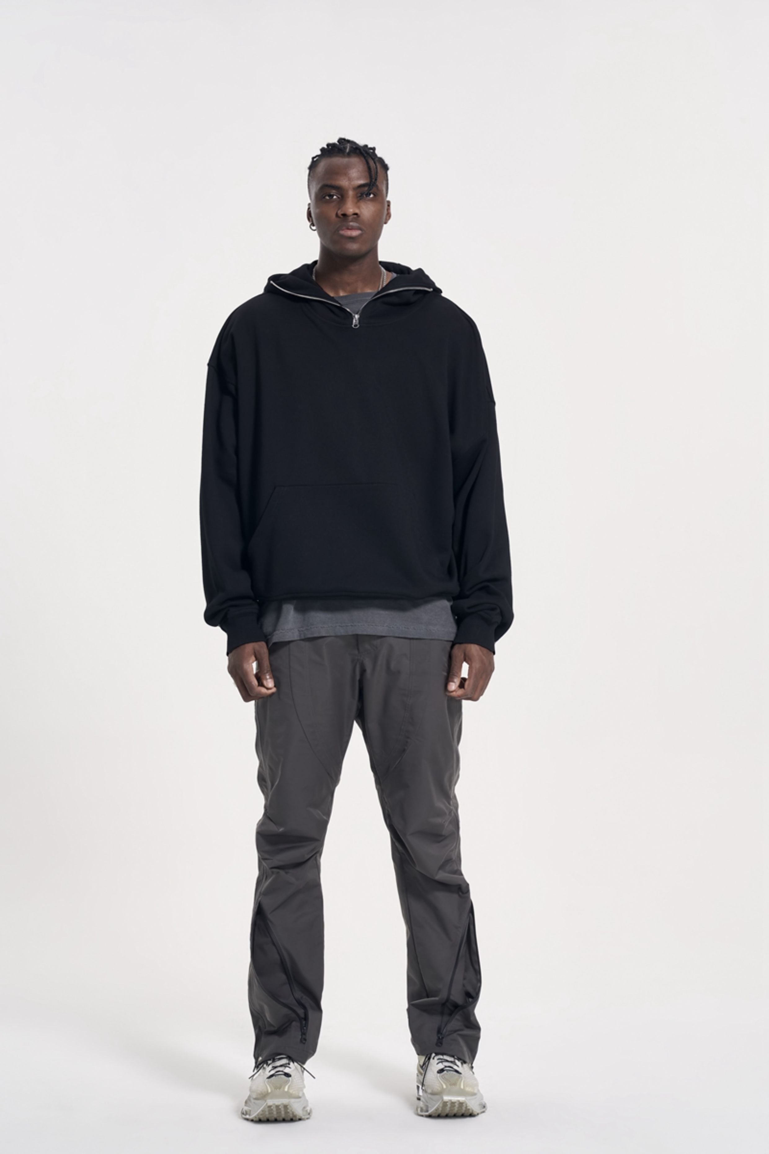 CWHAT High Street Zipper Ice Blue Washed Distressed FAR ARCHIVE Style Hoodie/Men's Base Layer 144