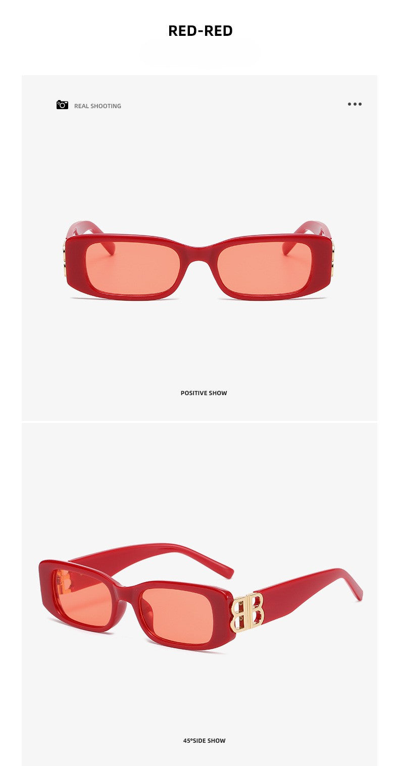 New B Family European and American Retro Small Frame Sunglasses Female Internet Celebrity Street Photography Square Sunglasses Cross-Border Versatile Sunglasses