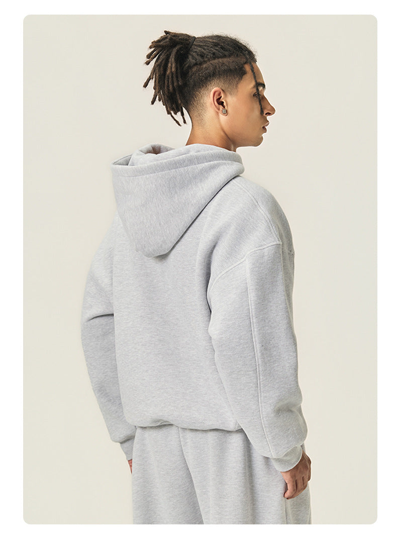 RS Men's Clothing | Cross-border 350G Hasselblad Line Boxy Hoodie Sweatshirt and Sweatpants Set, American Hip Hop Fleece Set 124