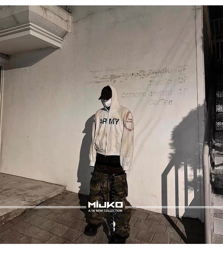 MIJKO Men's and Women's Triple-Waist Camouflage Cargo Pants with Buckle Waist Design, Casual Straight Leg Pants, Trendy 152