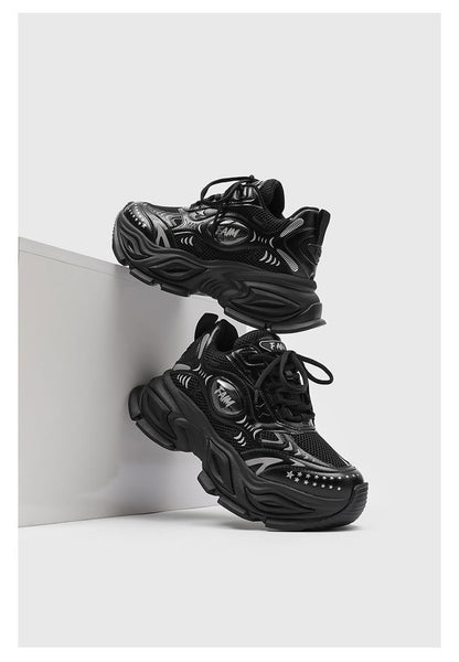 New Liquid Silver Red Dad Shoes