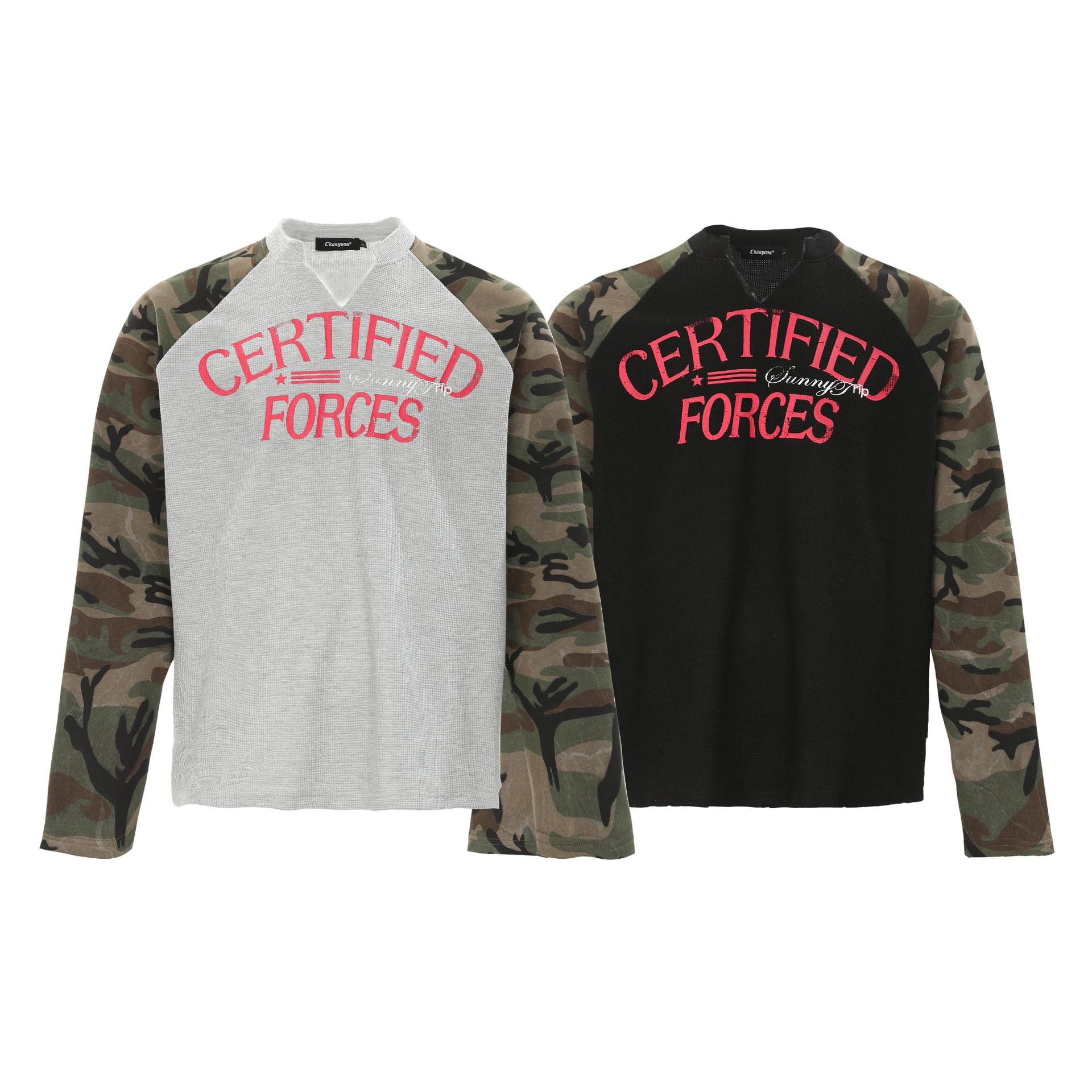 New American Style Camouflage Sports Shirt with Raglan Sleeves, Men's and Women's 170