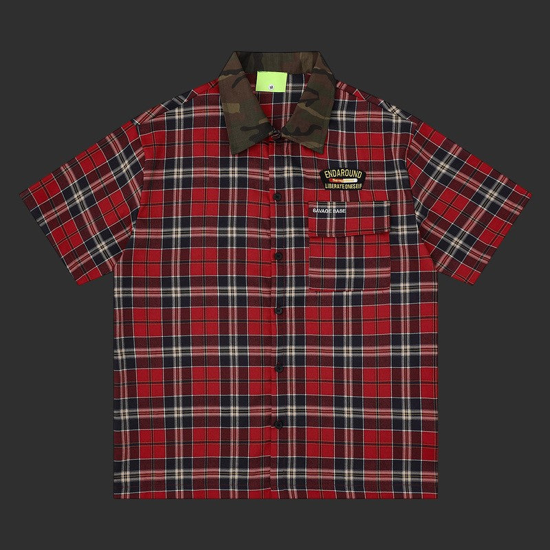 Plaid Shirt Camo Collar Eagle Back Print | FlipFit