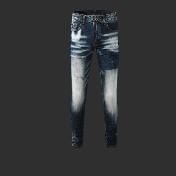 DARK BLUE VINTAGE WASH SKINNY JEANS HEAVY FADE STREETWEAR DENIM | FLIPFIT