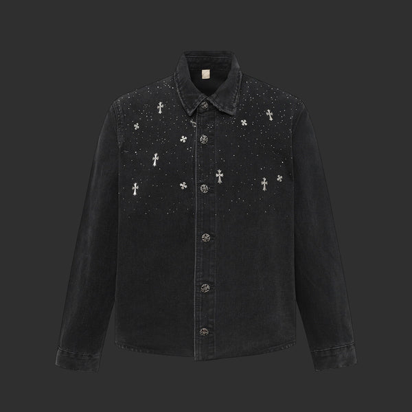 Rhinestone Cross Denim Jacket