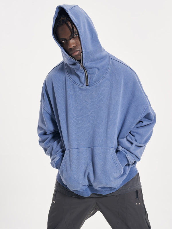CWHAT High Street Zipper Ice Blue Washed Distressed FAR ARCHIVE Style Hoodie/Men's Base Layer 144
