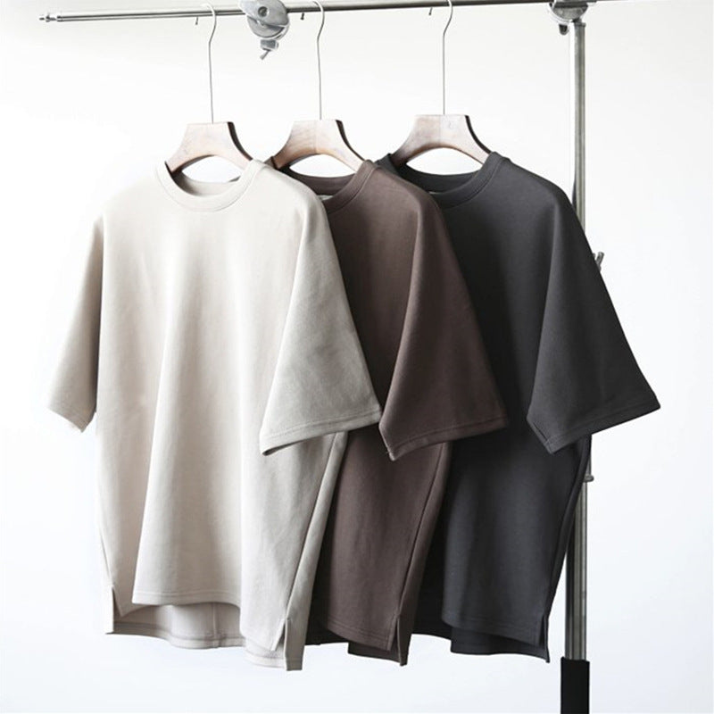 American Retro Airy Cotton Versatile Unisex Plus Size 280G Raised Sleeve Drop Shoulder Loose Fit Heavyweight T-Shirt 128