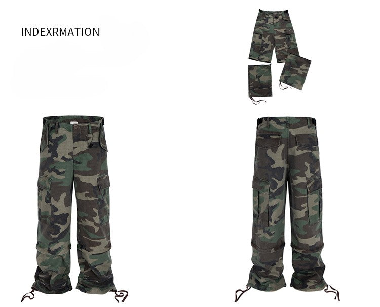CWHAT American-style multi-pocket detachable two-way workwear casual loose camouflage pants; VIBE wide-leg paratrooper pants.