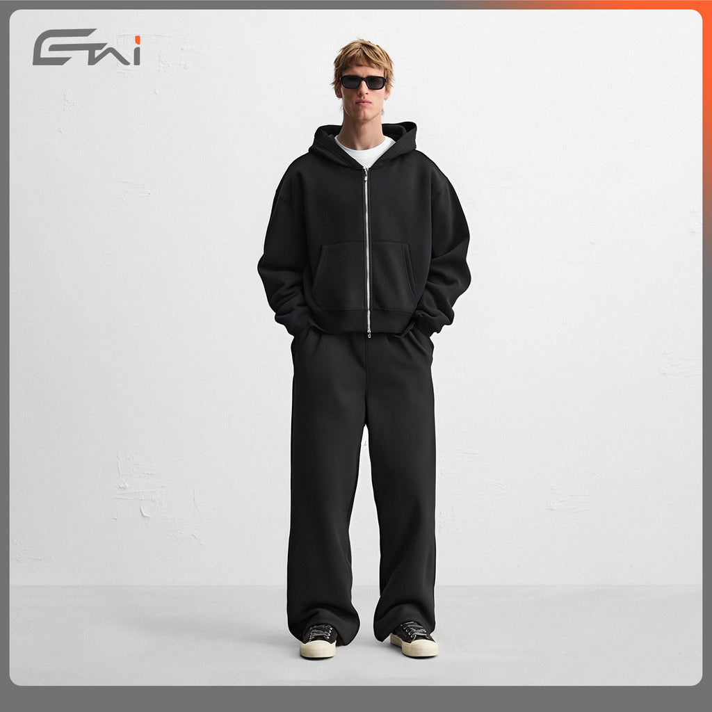 Men's Clothing | Autumn/Winter New Heavyweight Zipper Sweatshirt and Pants Set, High-Quality Loose Fit Trendy Casual Suit102