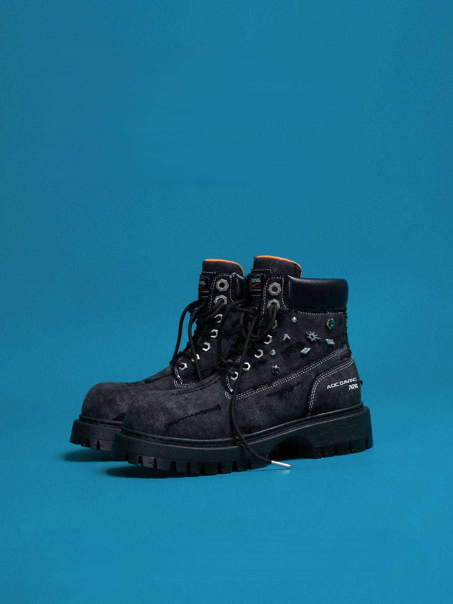 Thick-Soled Martin Boots Washed Denim Work Boots