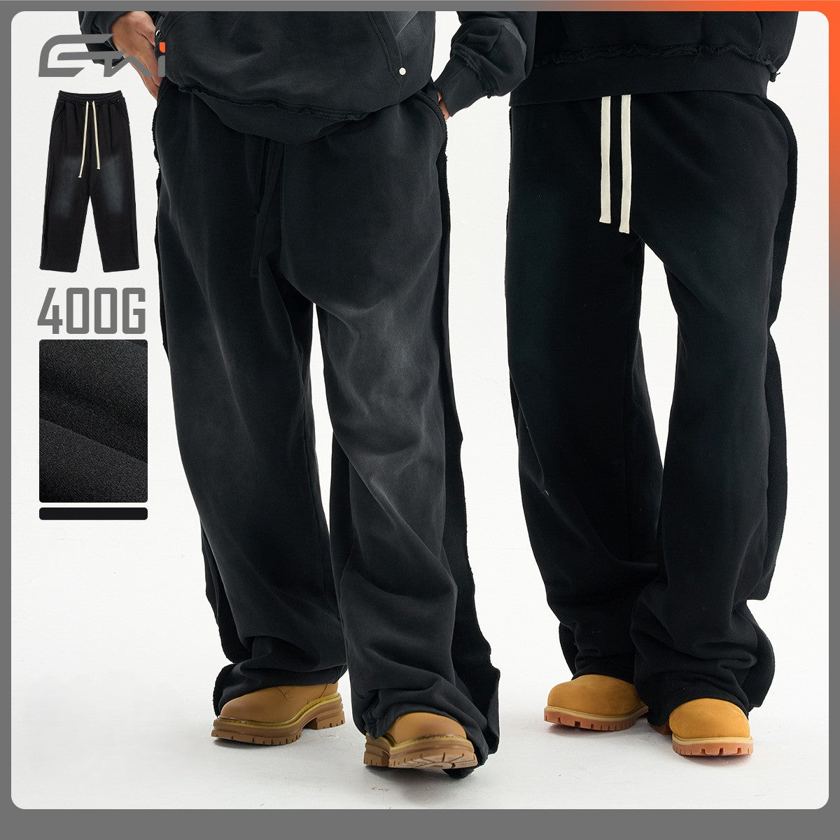 Men's Clothing | Teen Loose Straight Leg Distressed Trousers Men's Trendy Bottoms Frayed Hem Washed Men's Casual Pants 121