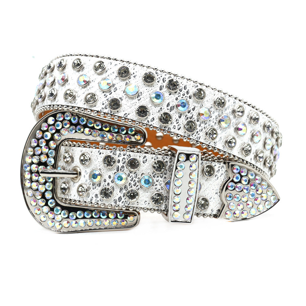 European and American Cross-border Rhinestone Belt Men's Diamond Belt Magic Snake Scale Fashion Punk Trend dress Women's Belt