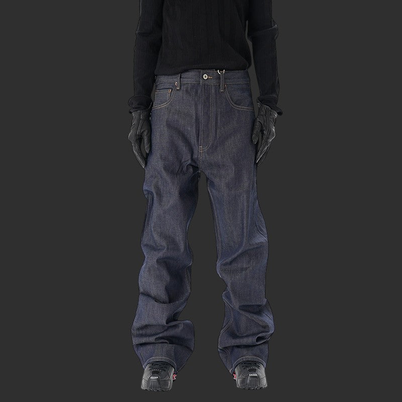 RAW INDIGO WIDE LEG JEANS OVERSIZED BAGGY STREETWEAR DENIM | FLIPFIT