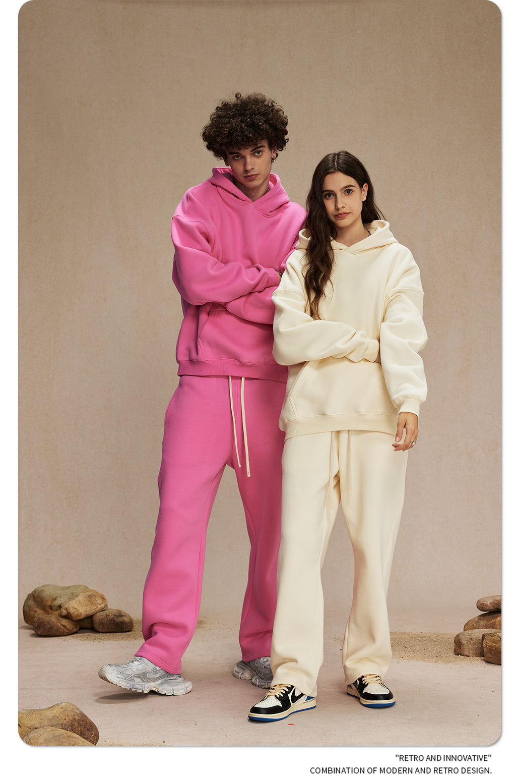 2025 Autumn/Winter New Arrival: Oversized Fleece-Lined Trendy Men's Hoodie and Pants Set 132