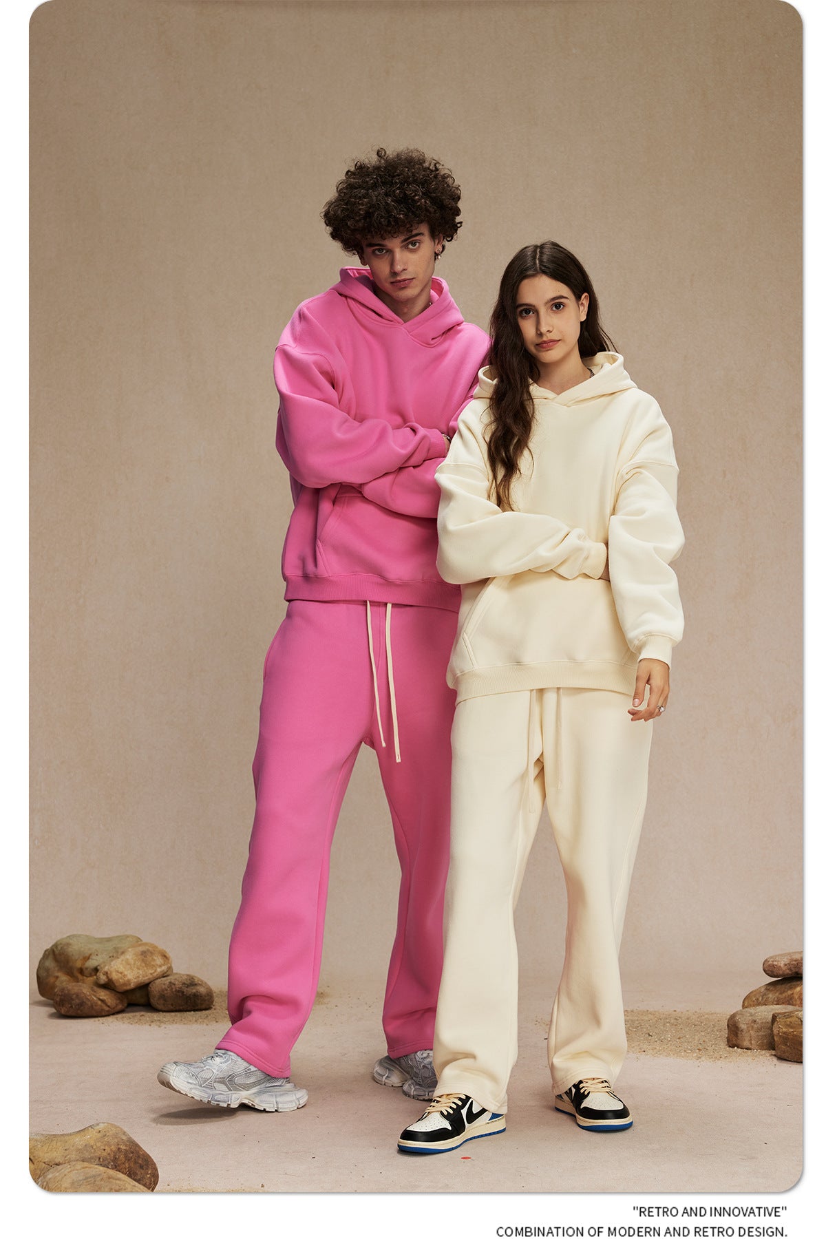 2025 Autumn/Winter New Arrival: Oversized Fleece-Lined Trendy Men's Hoodie and Pants Set 132