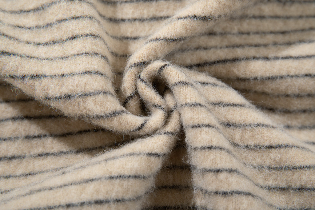 New American Retro Minimalist Versatile Striped Hooded Sweatshirt with Fur Collar Jacket 180