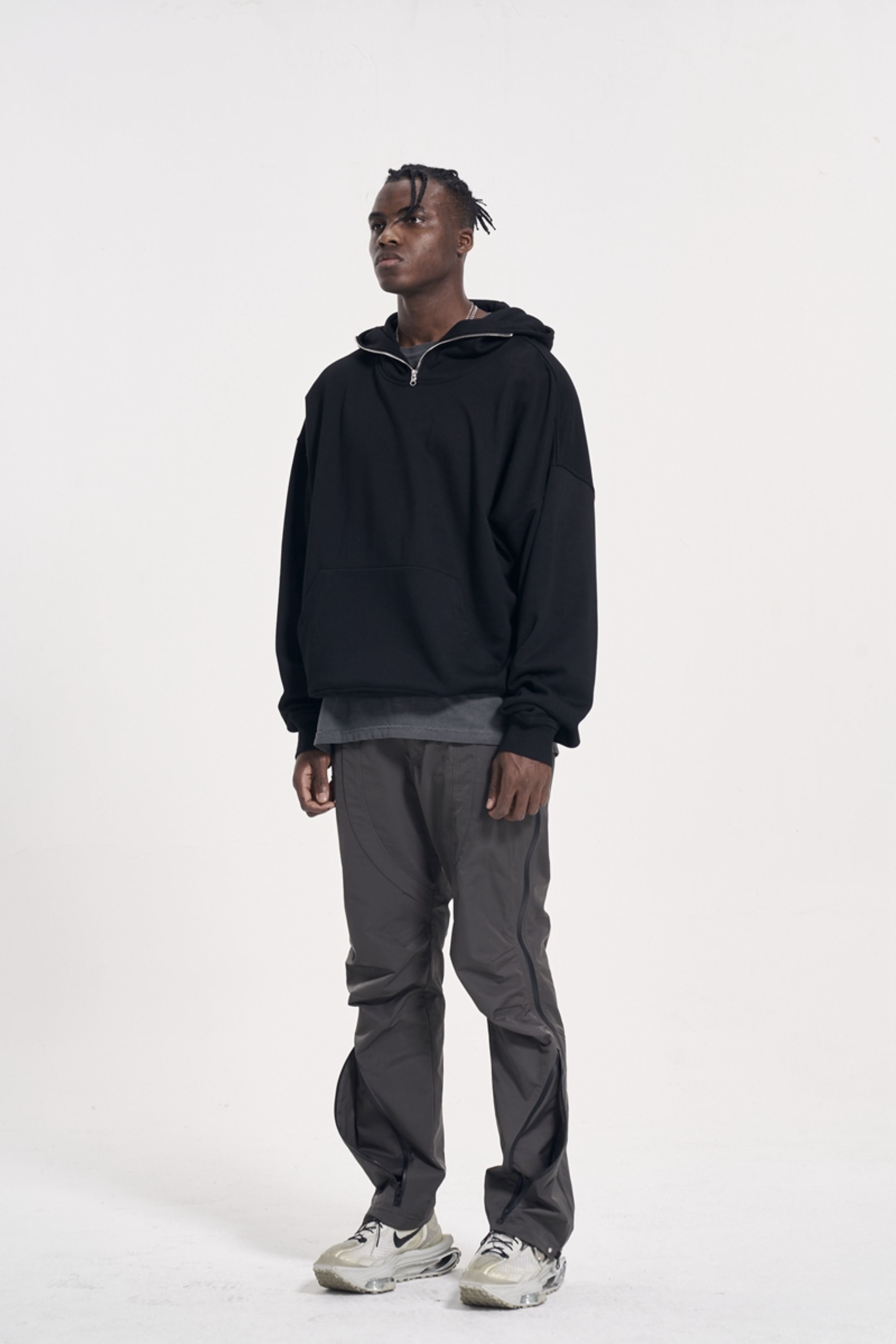 CWHAT High Street Zipper Ice Blue Washed Distressed FAR ARCHIVE Style Hoodie/Men's Base Layer 144