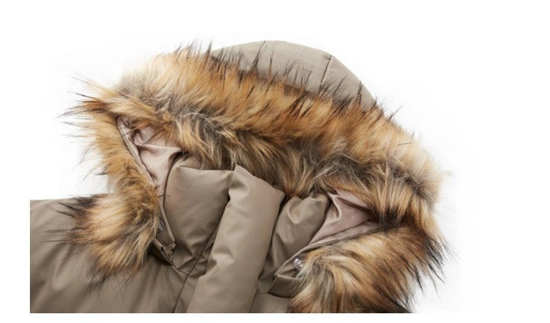 Non-Detachable Fur Collar Hooded High-End Cotton Coat for Men, Thickened Cotton Jacket, High-End Warm Pu Leather Cotton-Padded Jacket, Puffer Jacket 160