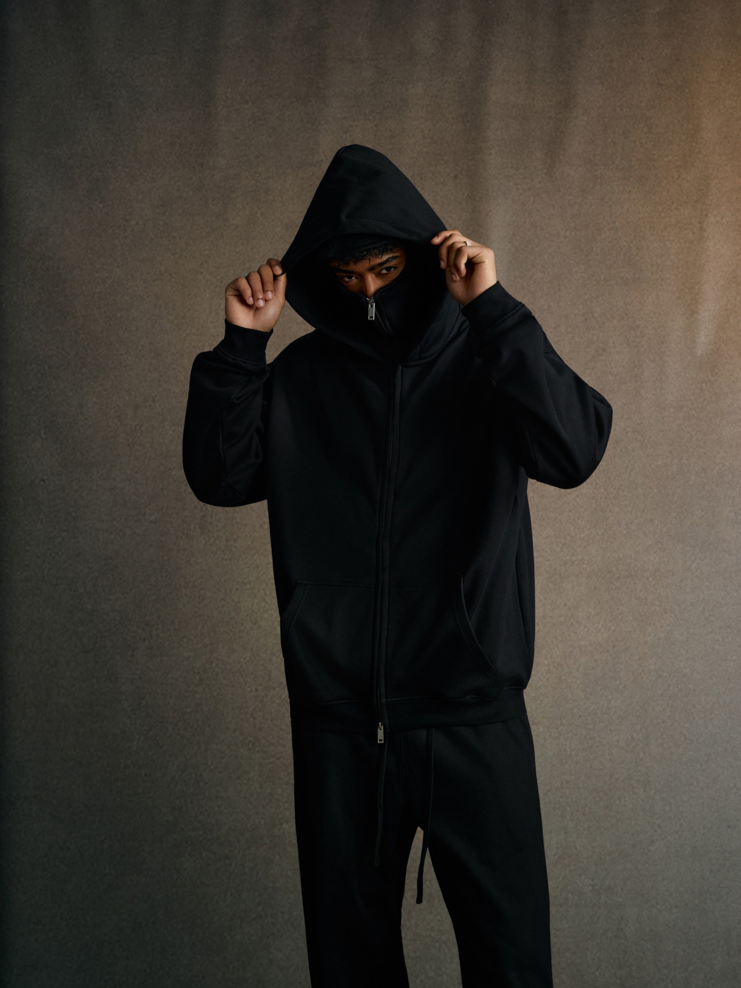 25ss Design Heavyweight Loose Outdoor Windproof Face Mask Hoodie Sweatshirt Fleece Zipper Cardigan Jacket for Men 146