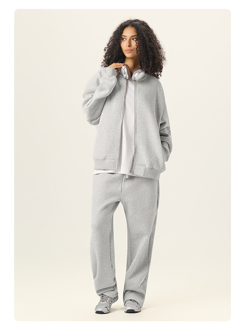 RS Men's Clothing | Cross-border Old Money Style Baseball Jacket Clean Fit Fleece 350G American Zipper Jacket for Men 141