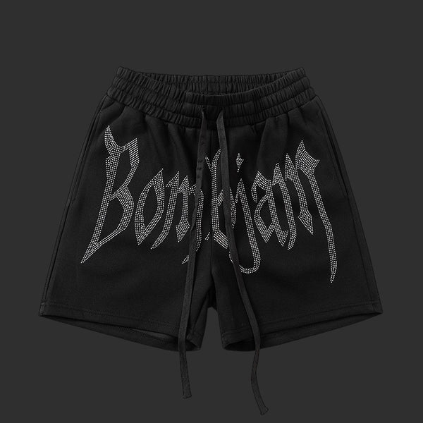 Quickly Seupeeon "Bonjour" Rhinestone Script Sweat Shorts | FlipFit