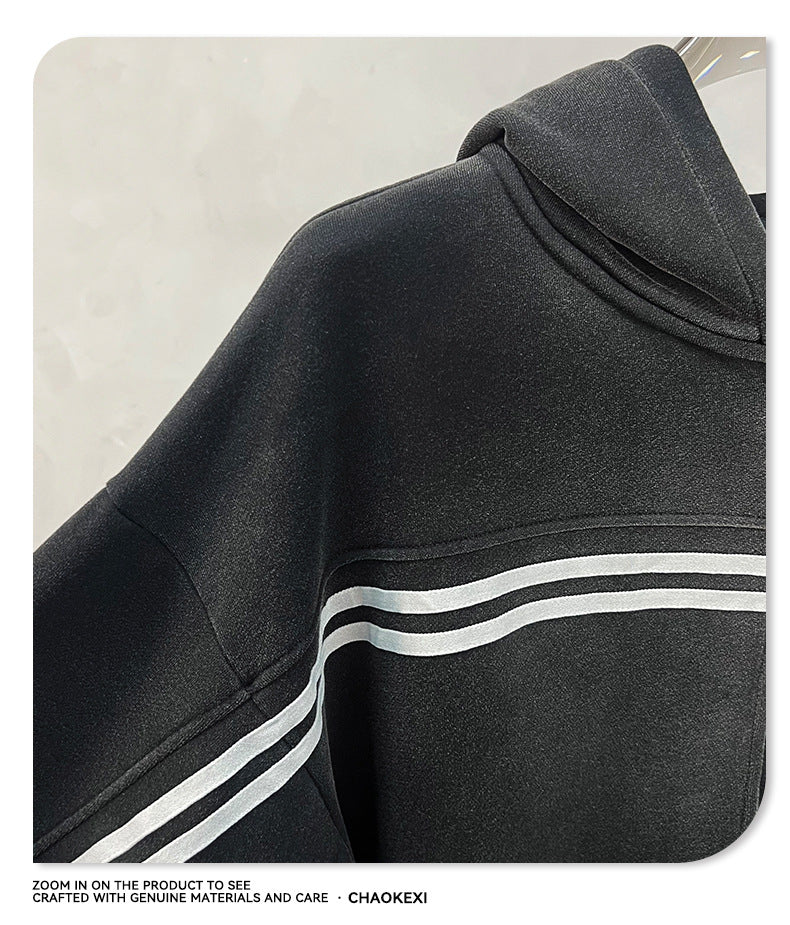 European and American High Street Spray Maliu Color Contrast Ribbon  oversize Sweatpants 108