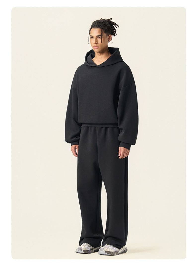 RS Men's Clothing | Boxy Square Fit Short & Wide 350G Hooded Sweatshirt, Cross-border Trendy American Style Hooded Sweatshirt for Men 140