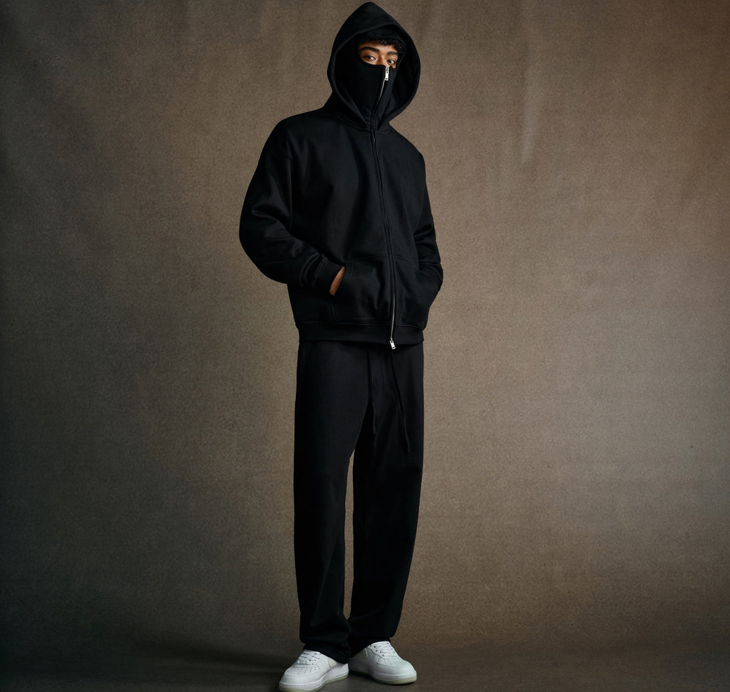 25ss Design Heavyweight Loose Outdoor Windproof Face Mask Hoodie Sweatshirt Fleece Zipper Cardigan Jacket for Men 146