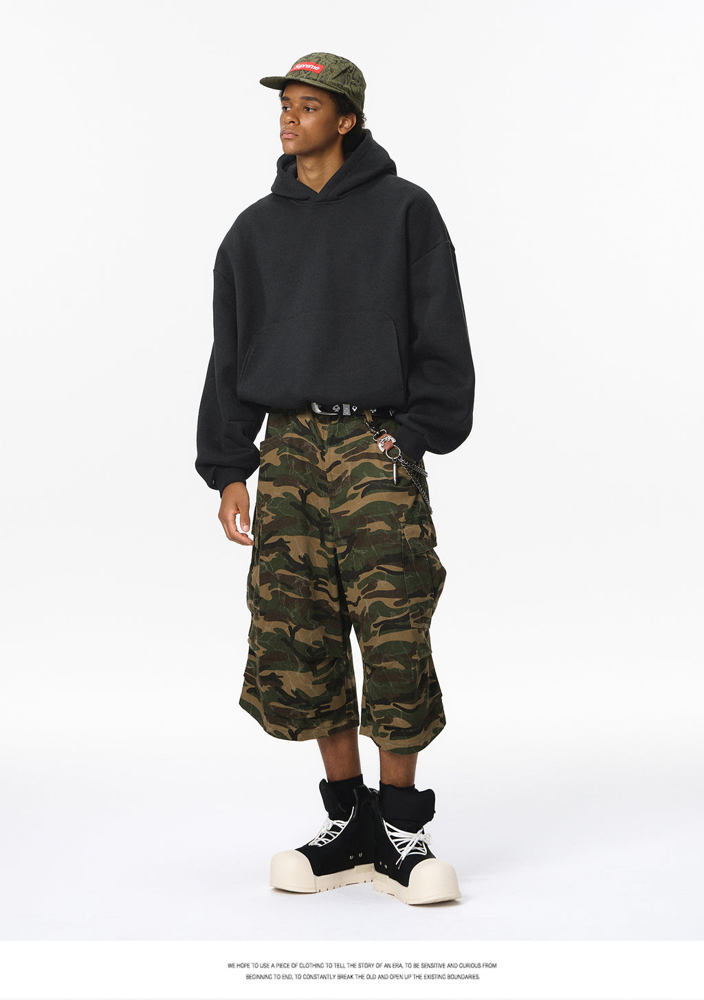 340G Heavyweight Fleece-Lined Hoodie with Curved Sleeves, Men's American Style, Cleanfit Short Solid Color Warm Hoodie 143