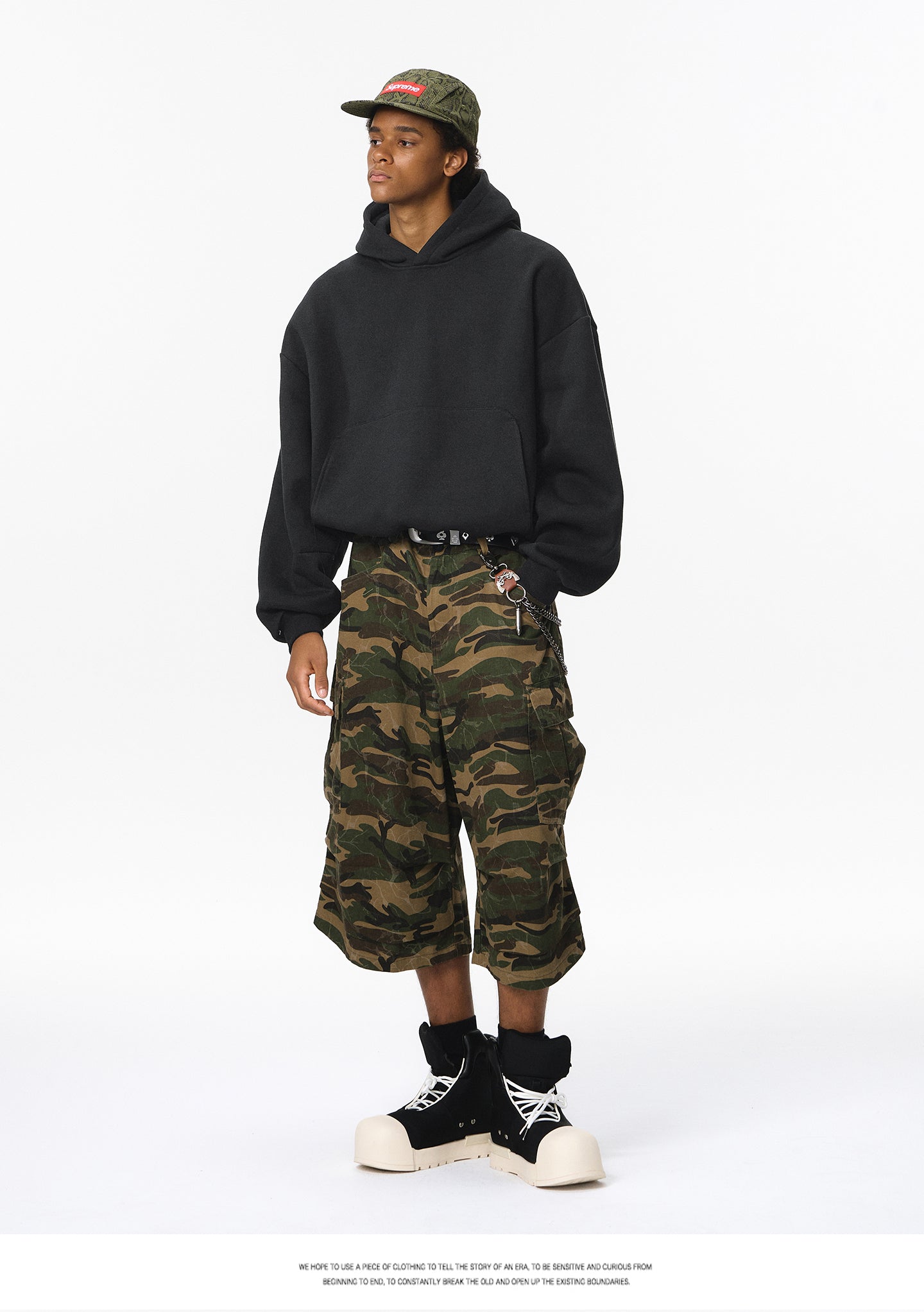 340G Heavyweight Fleece-Lined Hoodie with Curved Sleeves, Men's American Style, Cleanfit Short Solid Color Warm Hoodie 143