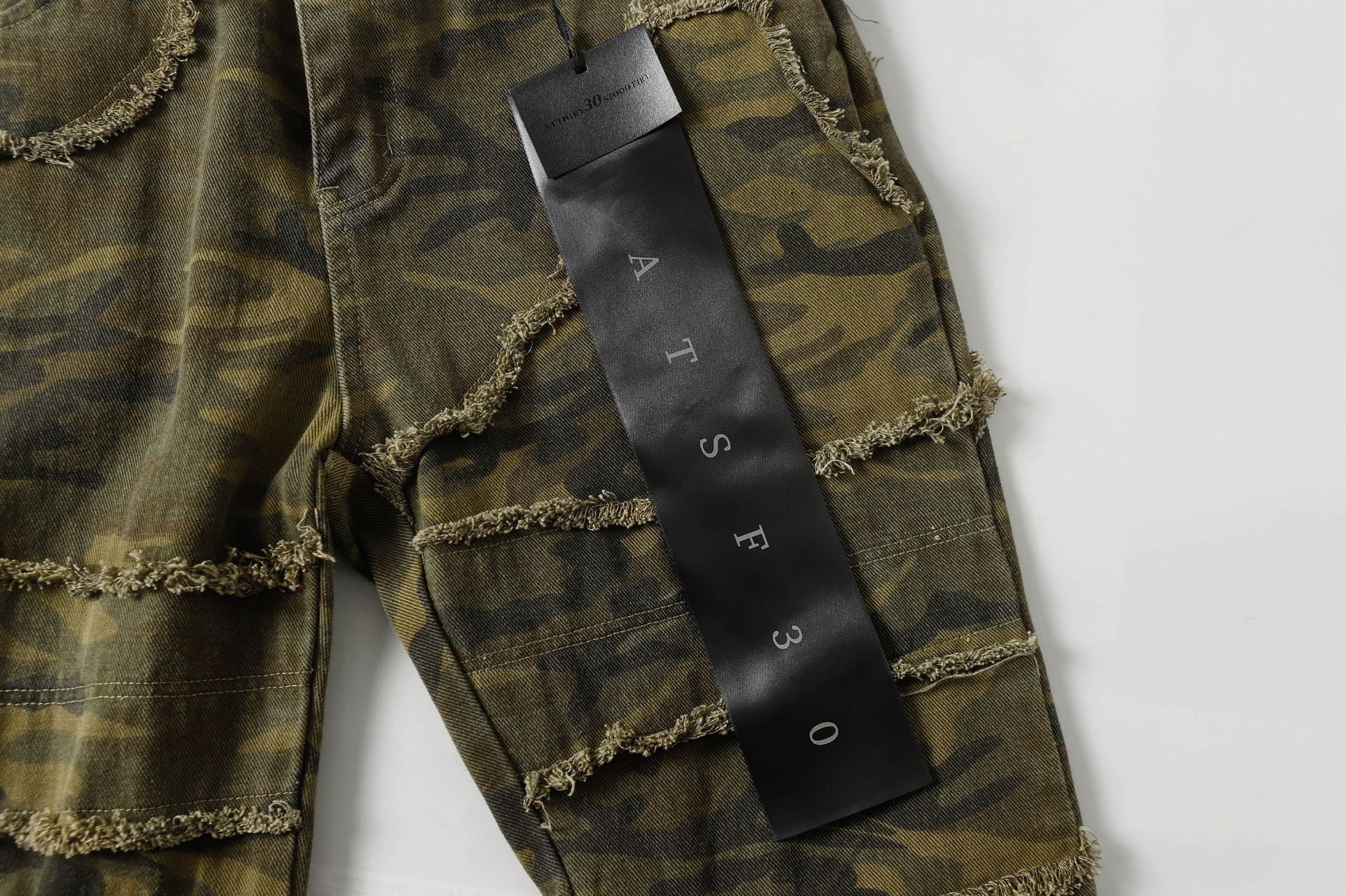 Spring New Arrival American Retro Street Style Washed Loose Fit Camouflage Jeans 168