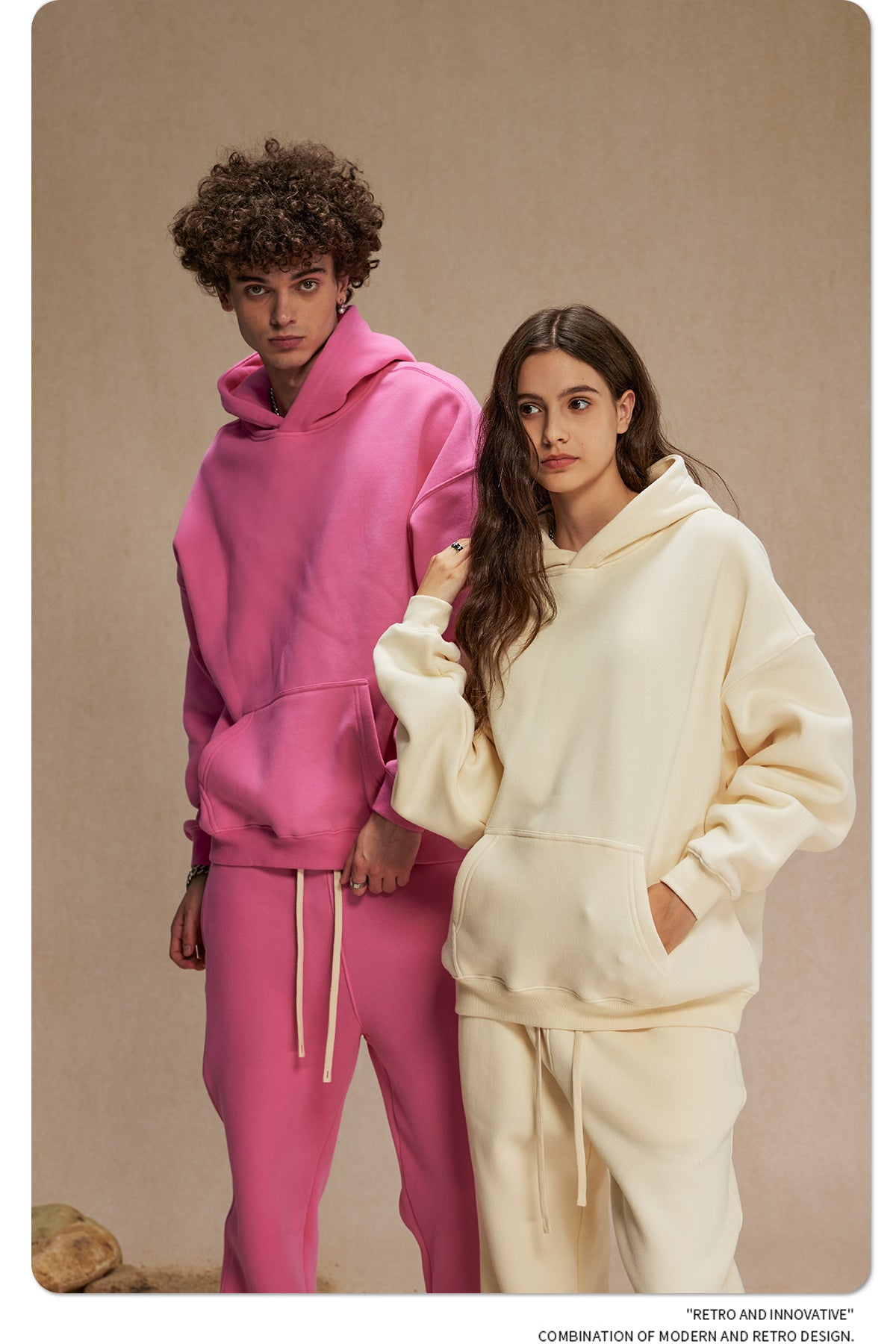2025 Autumn/Winter New Arrival: Oversized Fleece-Lined Trendy Men's Hoodie and Pants Set 132