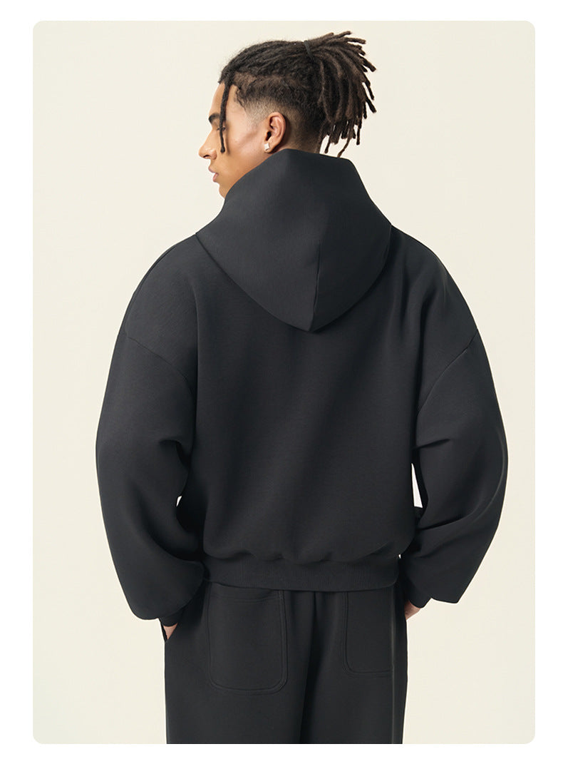 RS Men's Clothing | Boxy Square Fit Short & Wide 350G Hooded Sweatshirt, Cross-border Trendy American Style Hooded Sweatshirt for Men 140