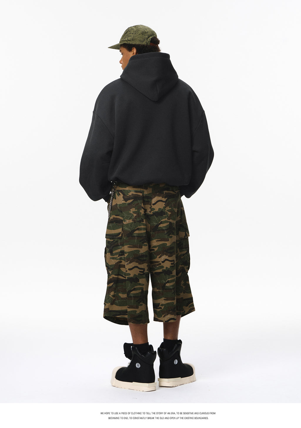 340G Heavyweight Fleece-Lined Hoodie with Curved Sleeves, Men's American Style, Cleanfit Short Solid Color Warm Hoodie 143