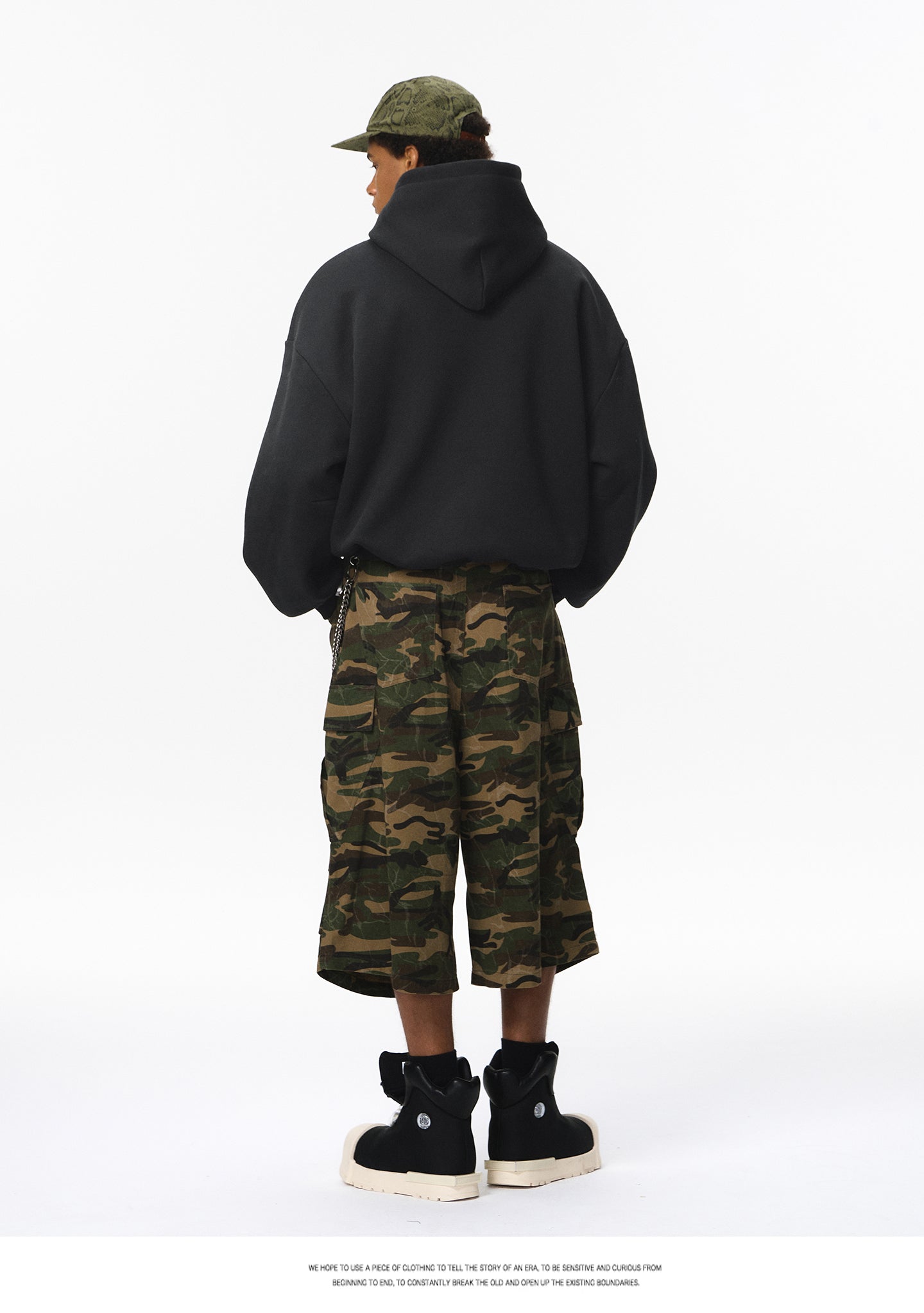 340G Heavyweight Fleece-Lined Hoodie with Curved Sleeves, Men's American Style, Cleanfit Short Solid Color Warm Hoodie 143