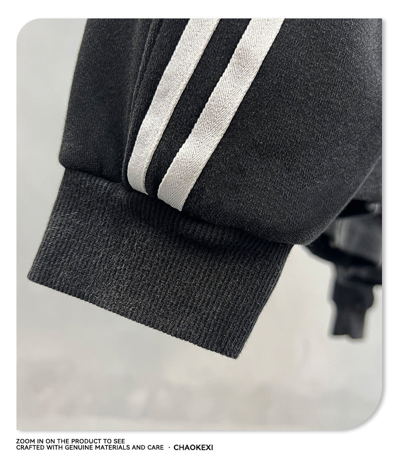 European and American High Street Spray Maliu Color Contrast Ribbon  oversize Sweatpants 108