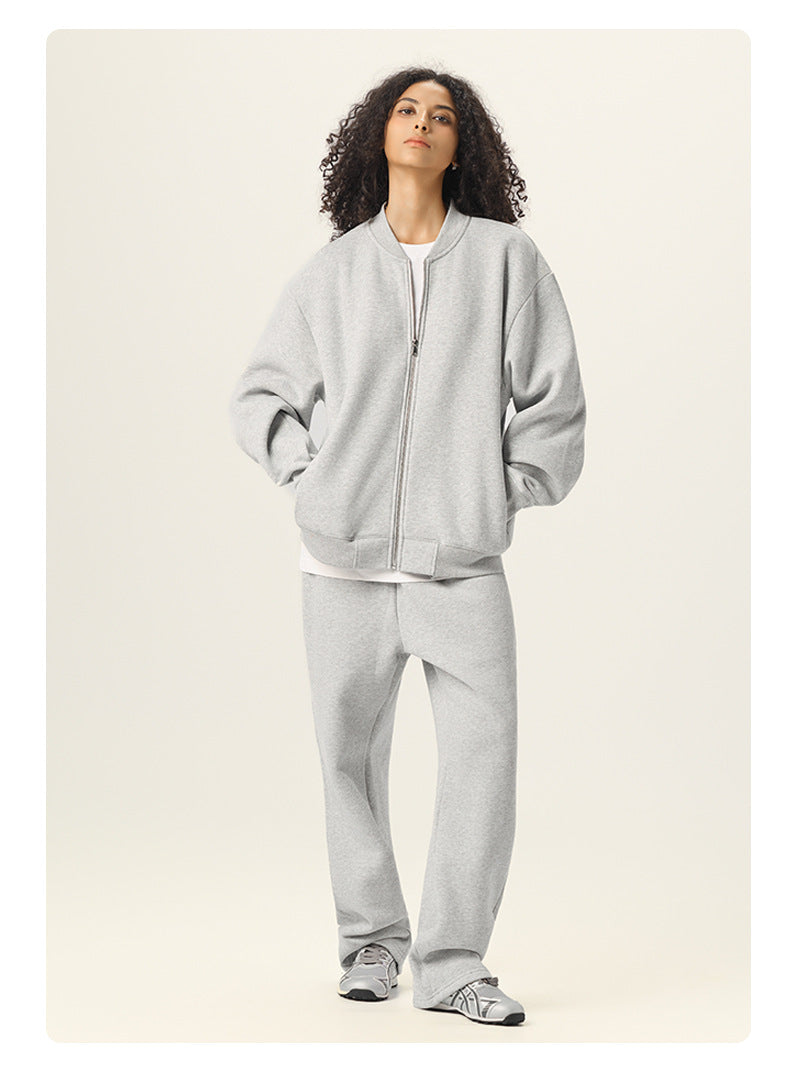 RS Men's Clothing | Cross-border Old Money Style Baseball Jacket Clean Fit Fleece 350G American Zipper Jacket for Men 141