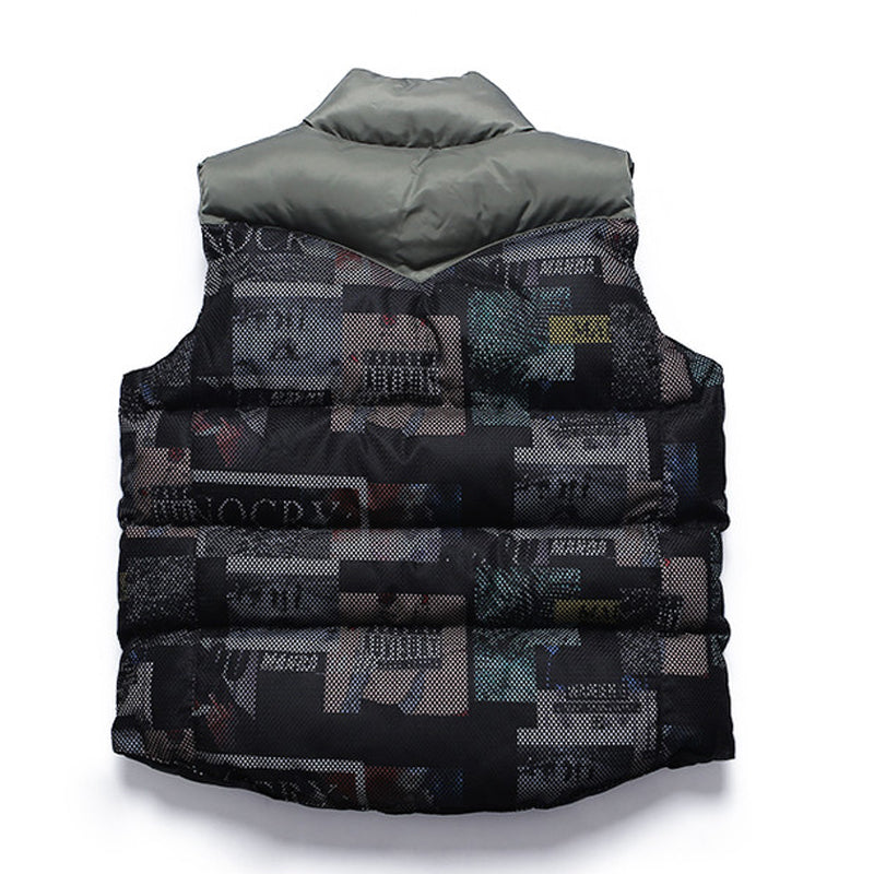 2024 Tooling Cotton Stitching Mesh Camouflage Vest Men's Autumn and Winter Waistcoat Vertical Collar Fashion Brand Men's Cotton Vest 157