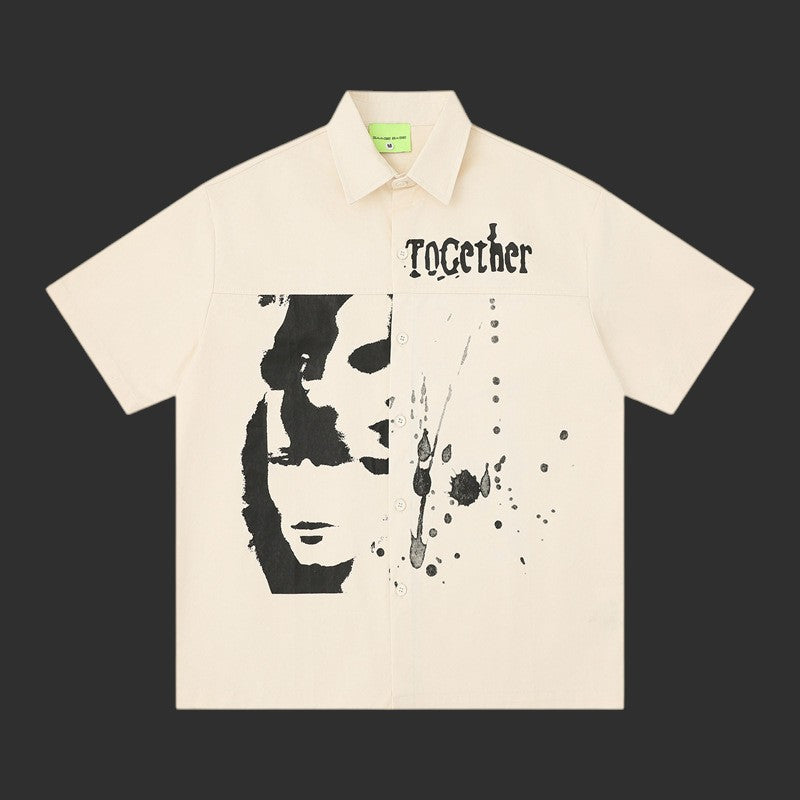 Gather Together Ink Splatter Portrait Button-Up Shirt | FlipFit