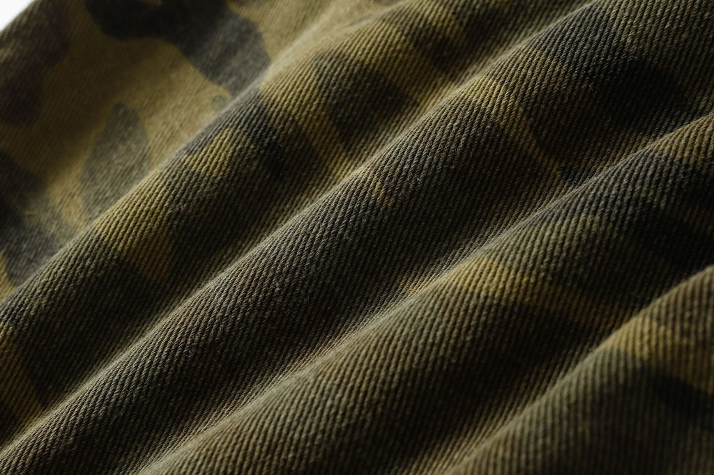 Spring New Arrival American Retro Street Style Washed Loose Fit Camouflage Jeans 168