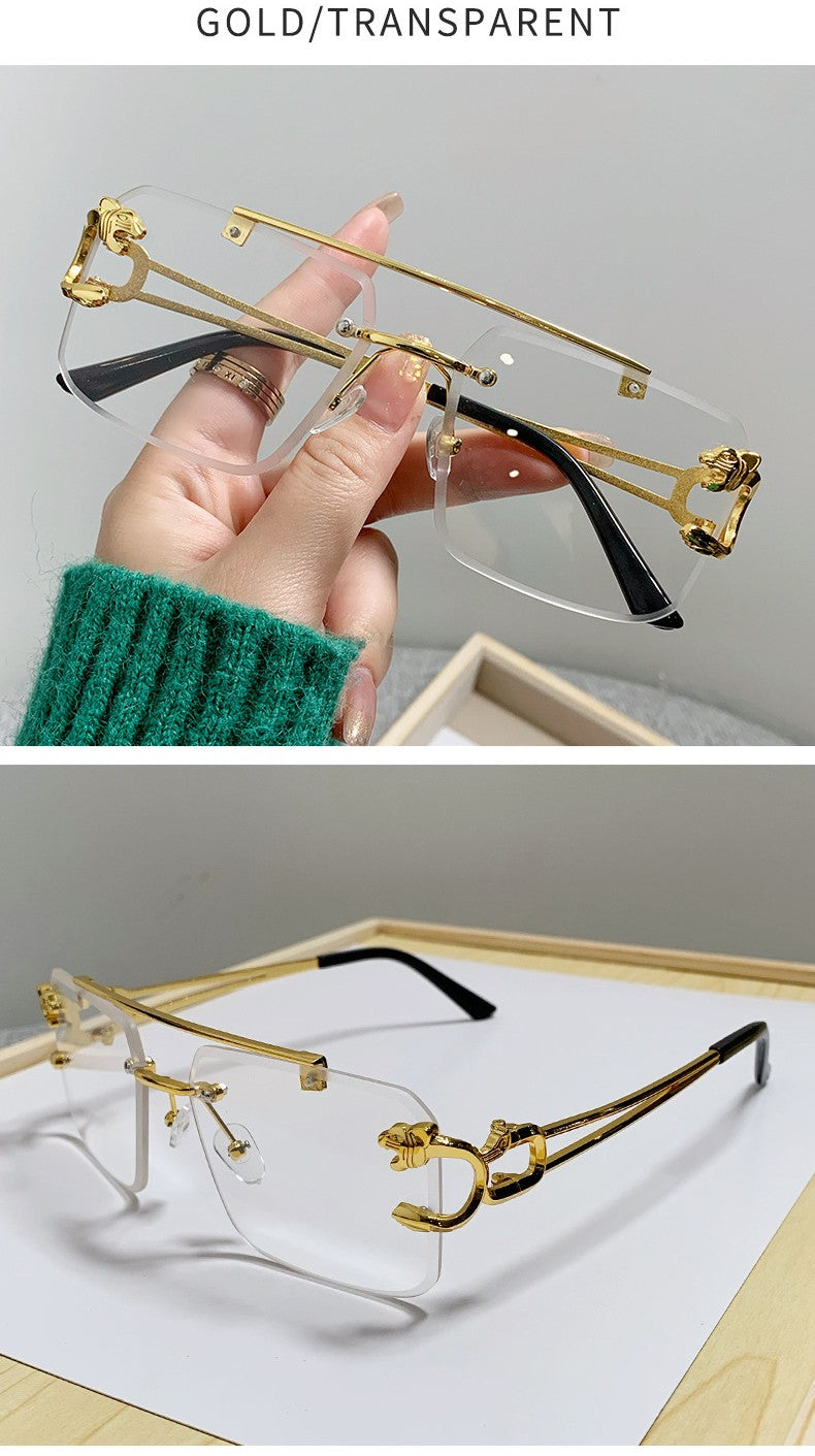 European and American cross-border double beam trim cheetah sunglasses men's wholesale personalized trendy sunglasses women's sunglasses