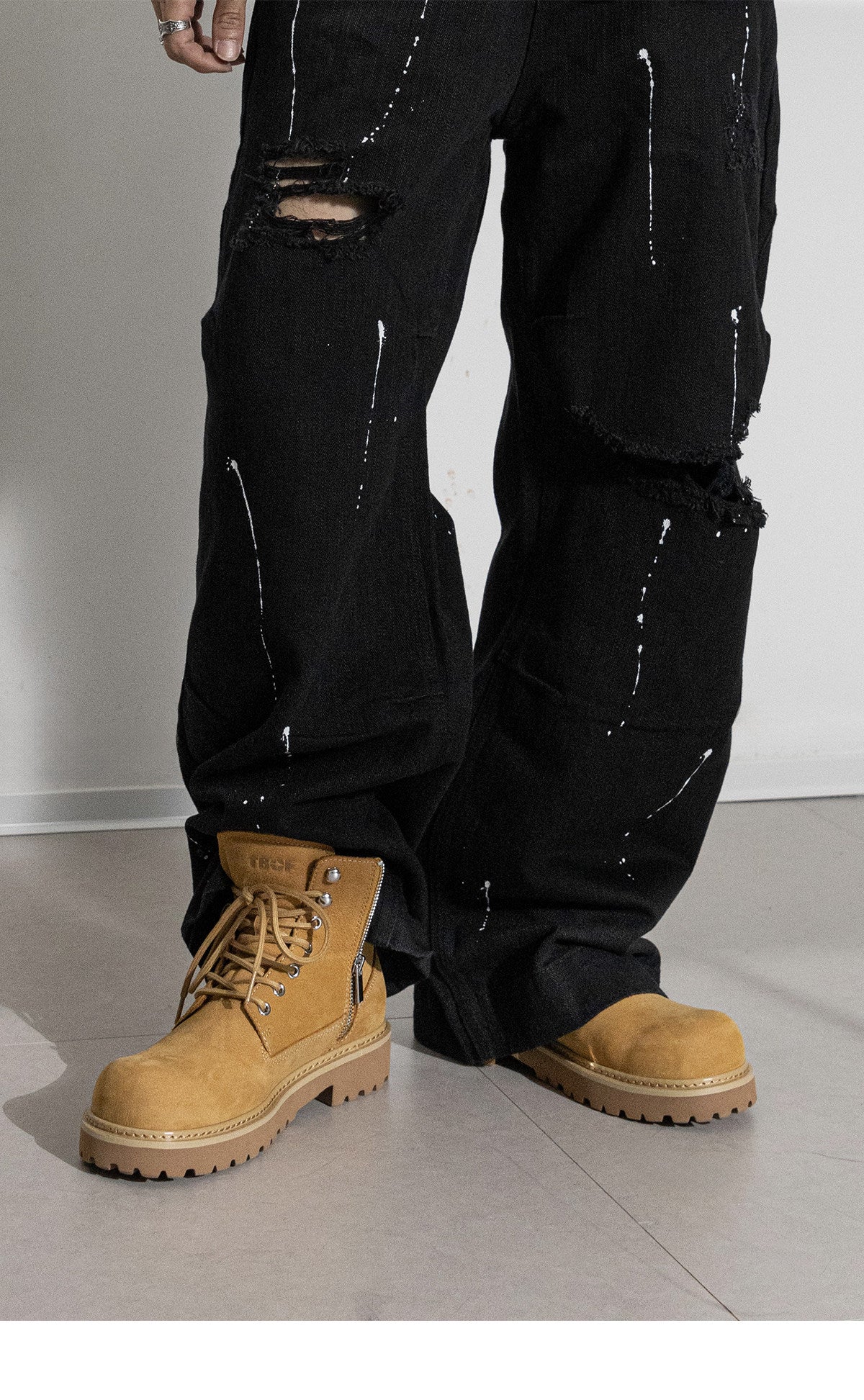 Tbof【Lightweight】Men's Leather High-Top Martin Boots, Outdoor Work Hiking Shoes, Thick-Soled Height-Increasing Yellow Boots