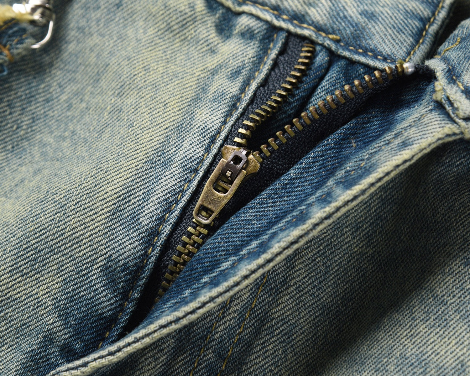 American Style High Street Washed Knife Cut Chain Pocket Hand-painted Splash Ink Retro Old Straight Jeans Trendy Jeans for Men and Women 115