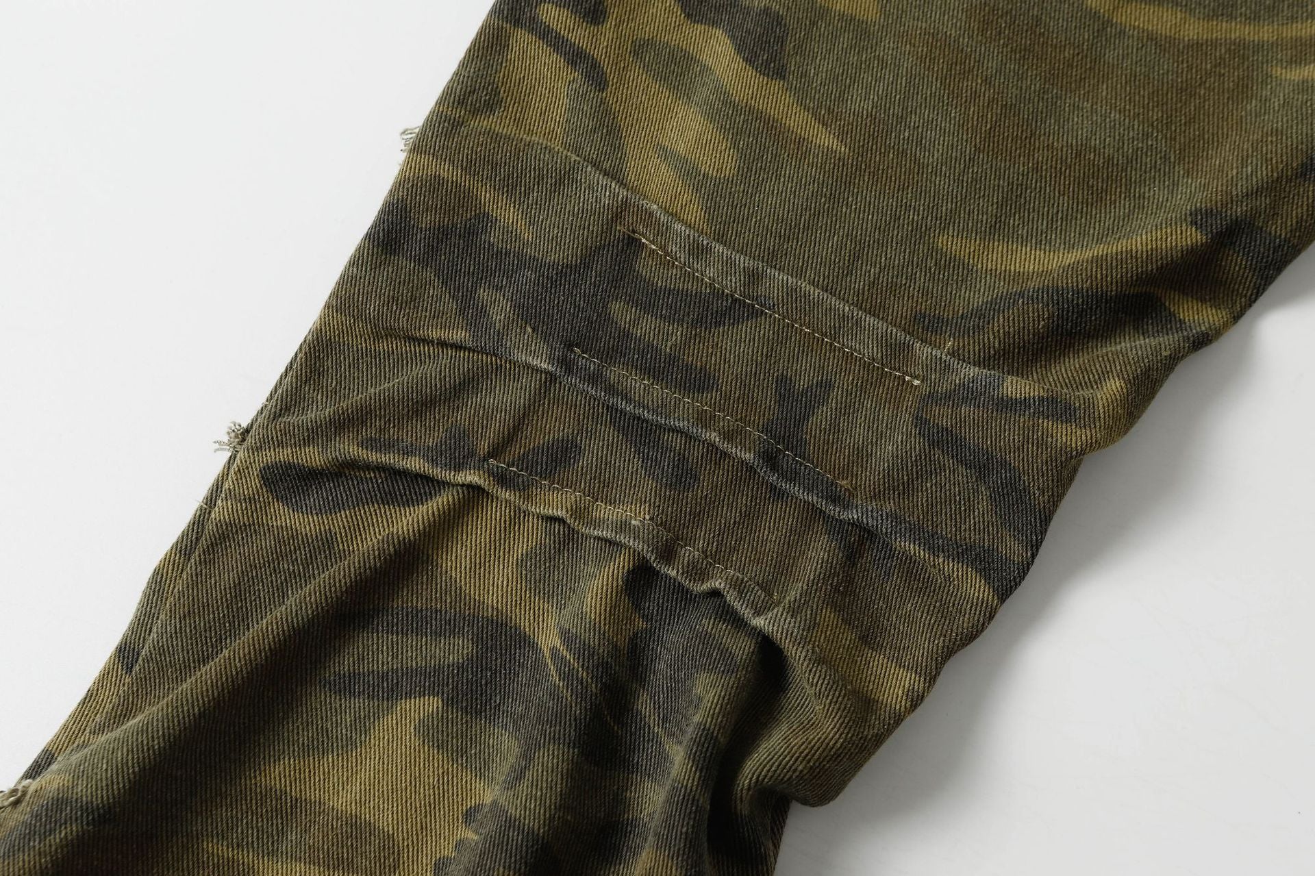 Spring New Arrival American Retro Street Style Washed Loose Fit Camouflage Jeans 168