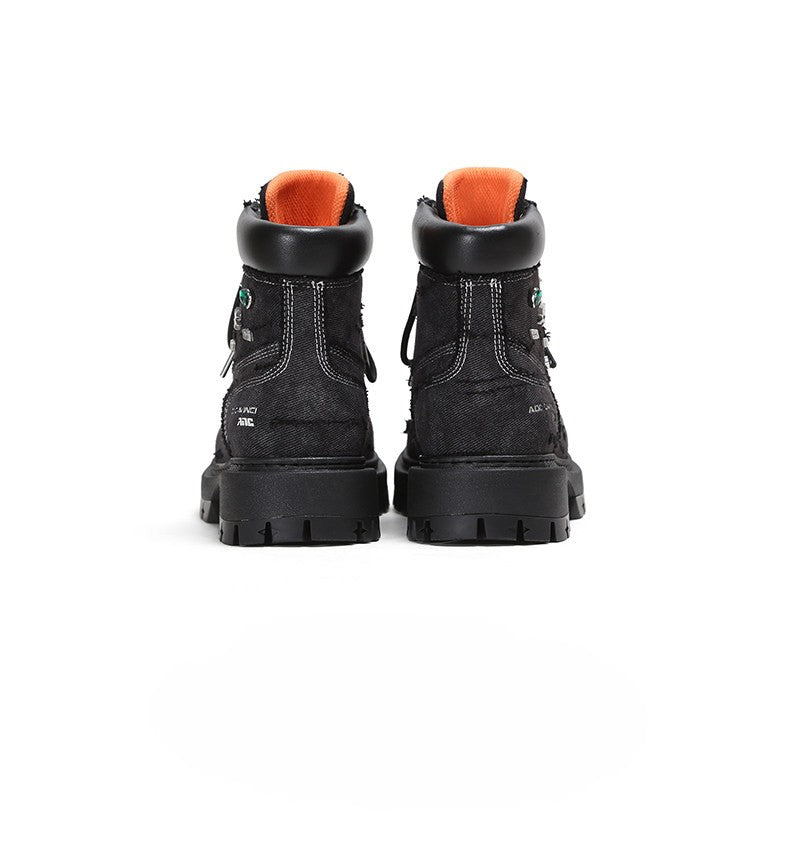 Thick-Soled Martin Boots Washed Denim Work Boots