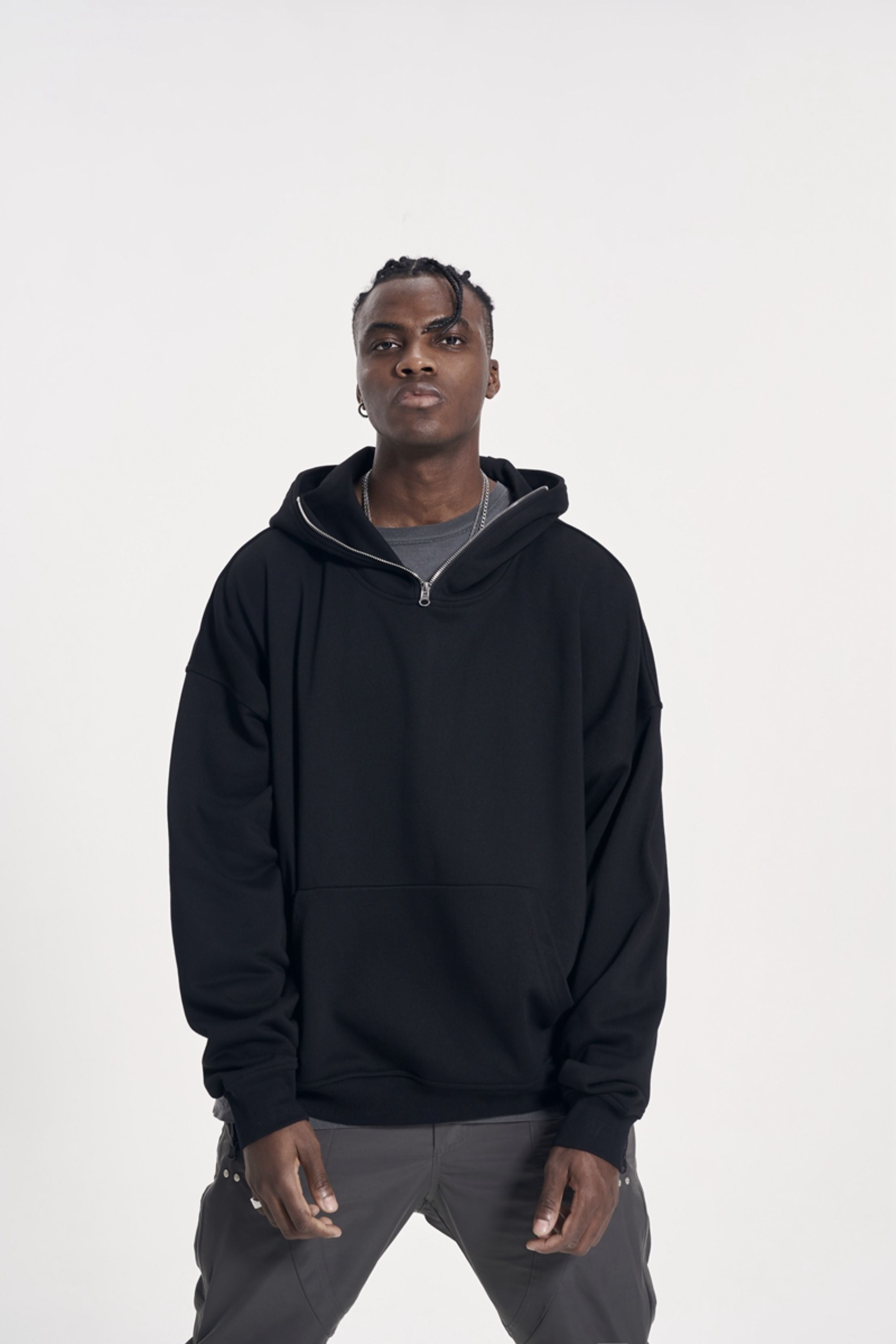 CWHAT High Street Zipper Ice Blue Washed Distressed FAR ARCHIVE Style Hoodie/Men's Base Layer 144