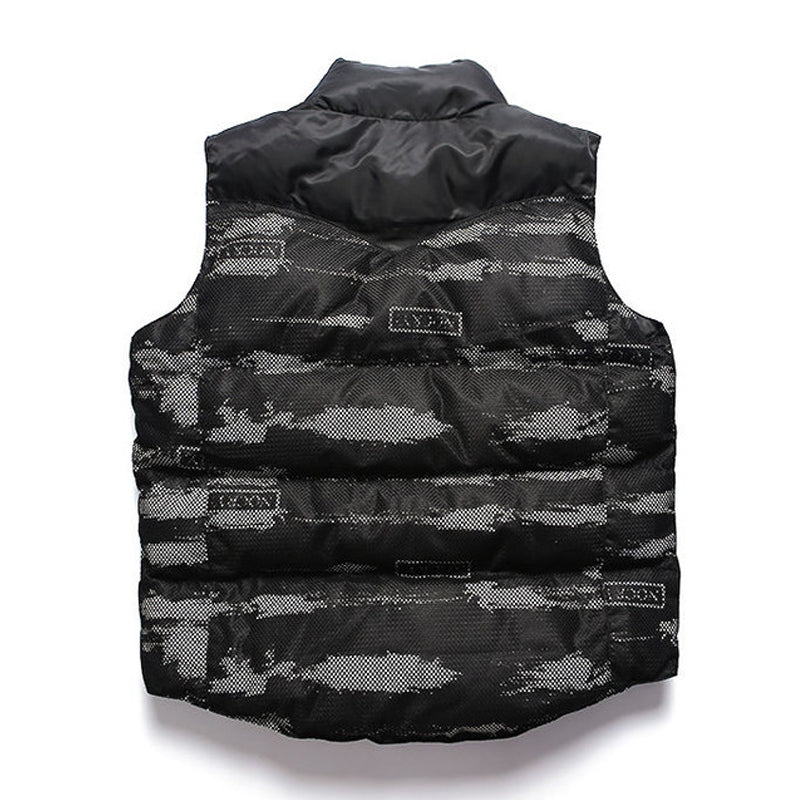 2024 Tooling Cotton Stitching Mesh Camouflage Vest Men's Autumn and Winter Waistcoat Vertical Collar Fashion Brand Men's Cotton Vest 157