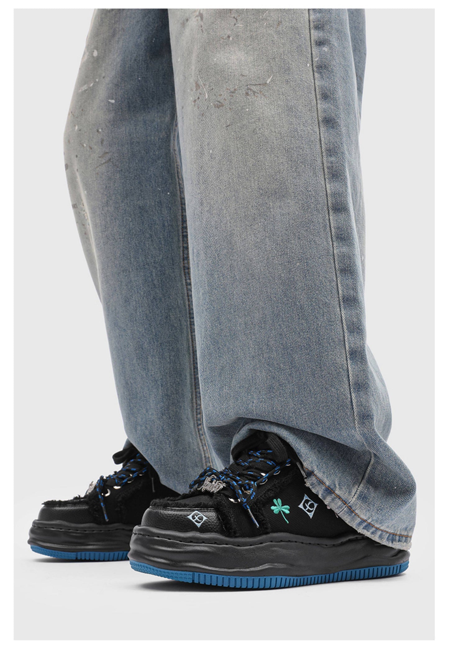 Lucky Clover Embroidered Platform Shoes